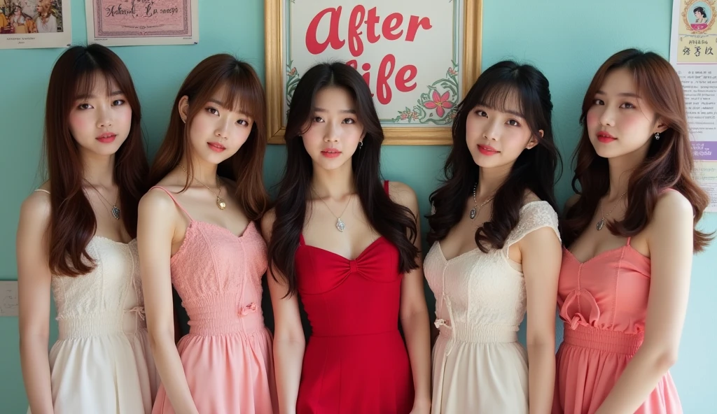 (3 girls),smile、Look into the camera、necklace、((Longer dress up、shining red、gorgeous dresove the shoulder strap.、I&#39;m about to take off my dress.))，There is a blanket covering the whole body. The material is smooth and flexible.、exposed upper arms、Long, knee-length socks. Extra long twin tail hair、close range shooting、Flower Hair Ornaments、Blindfold、Garter、Squat with legs wide apart. A masterpiece., Highest quality, 8ก, beautiful girl, young face、 photography, Cute face, thigh,in the stream,、รอยsmile、small waist, blue eyes naked (((The chest is erect.)))(((round chest)))(((big breasts:1.0))) ((Busty)