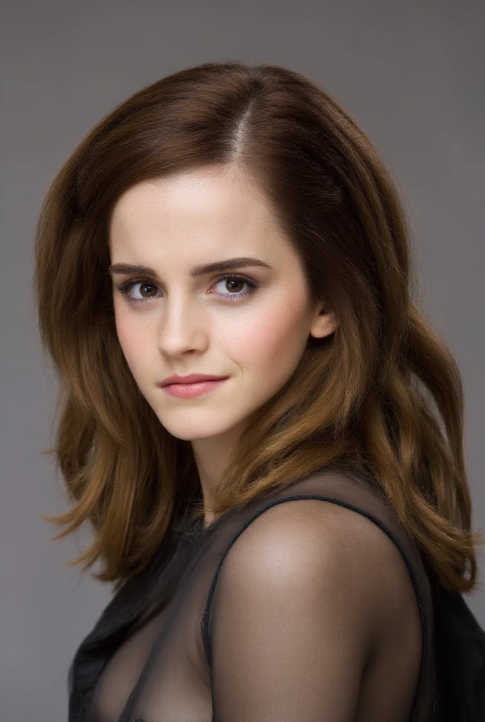 high quality sexy photography of Emma Watson, long white blonde messi hair, happy, laughing, eyes open, perfect eyes, vintage style, highly detailed, very detailed skin texture, (looking at viewer:1.4), full body,