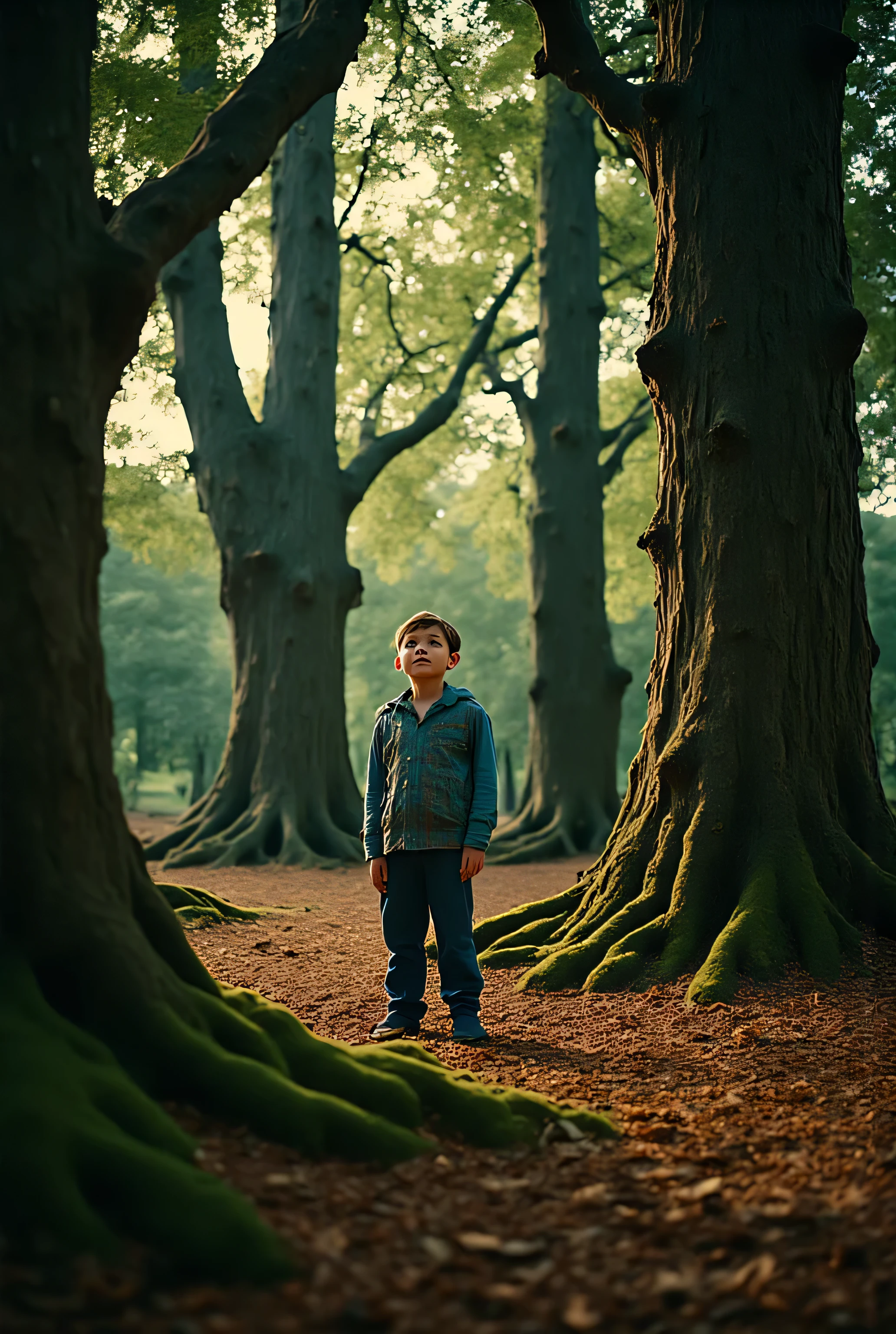 (Masterpiece:1.2, Best Quality), Forest, A Boy, Boy, Redhead, , Thinking