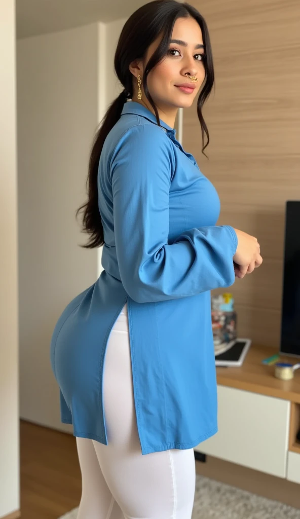 1 hijabi girl, light blue hijab, stylish shawl hijab, Transparent, ((cute but mature)), (dynamic photograph of a 28 year old malaysian woman), (cotton panties), (highly detailed face:1.4), (very slim body), pale skin, very sweet face with big shiny eyes, red lipstick and long eyelashes, (huge breasts 1.6), (background inside light, bright, private gym:1.1), (8k, uhd, dslr, high quality, cinematic lighting, bokeh), (dramatic, award winning photography, incredible masterpiece:1.3), (((sexy sultry stare at camera:0.8))), ((she is ready to dominate you:0.5)), (huge penis fucking her from behind), ((beautiful feminine face)), add_detail:1, ((white lace floral pattern)), (shot from below), bending down pose, cowboy shot, butt shot, (half naked 1.5), (large butt 1.7), wet skin