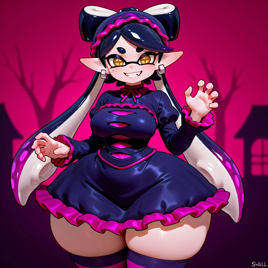 (detailded), (((bat girl))), (((murcielago))), big ass, grey skinned, black wavy hair, ((mini-skirt)), (((pink pussy dripping))), (((Freckles on the face))), (((office worker suit))), Panty hose