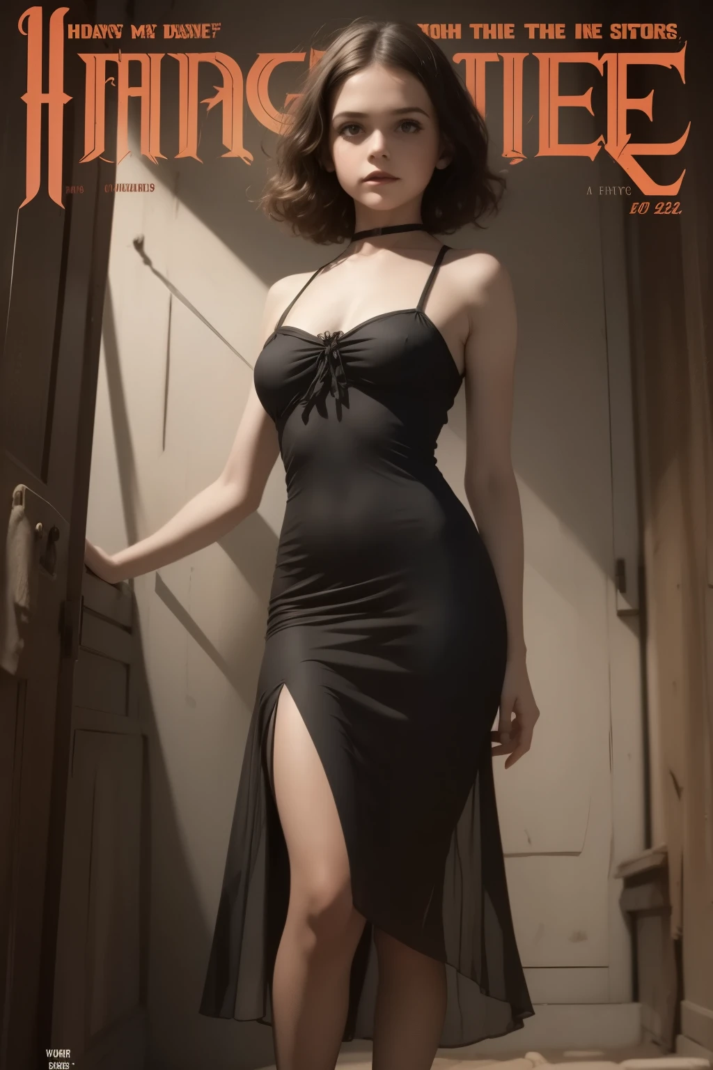 Cover mystery magazine strange stories full length girl, Cute face full length , Girl poses for horror magazine cover Strange Stories , Magazine Era 1933, high quality,