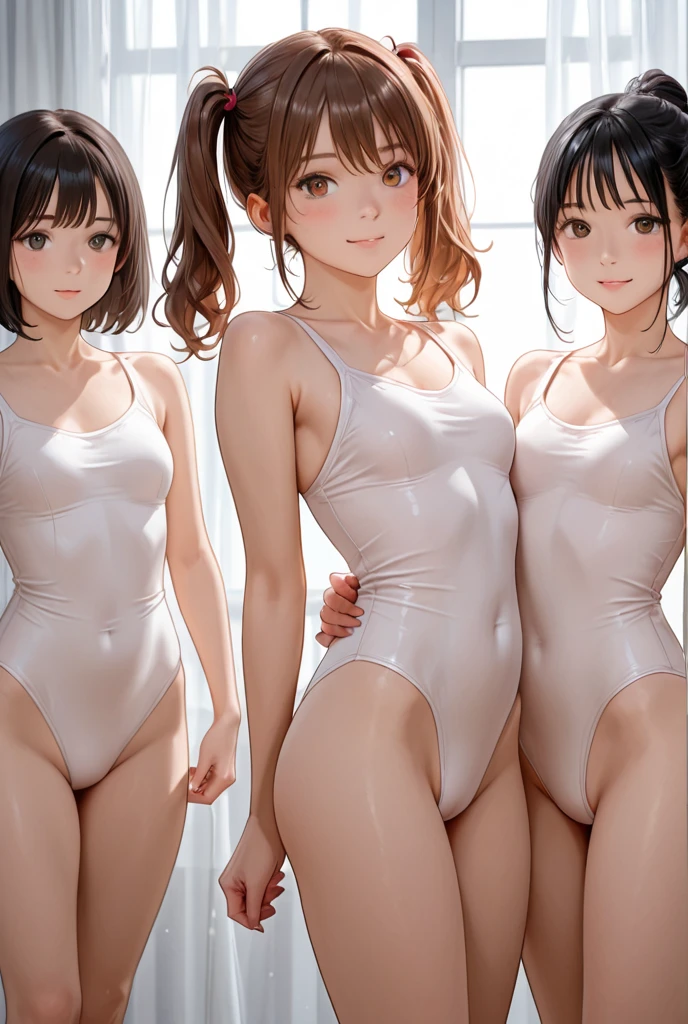 (NSFW)、top-quality、Top image quality、8K picture quality、​masterpiece、1girl in、girl with、full body Esbian、Lustrous skin、((golden small latex　maikurobikini))、(Dark blue socks)、(Brown loafers)、Misaka Mikoto、Smile、embarrassed from、red blush、(((steams)))、stares at the camera、browny short hair、small tits、Beautiful navel、cute butt、Raw thighs、(((Cameltoe)))、Squatting on the ground、Open your crotch wide from side to side、Opening legs、(((Dripping sweat)))、(((Love Juice)))、(urethra)、(uterus)、in poolside、Professional filming、profetional lighting