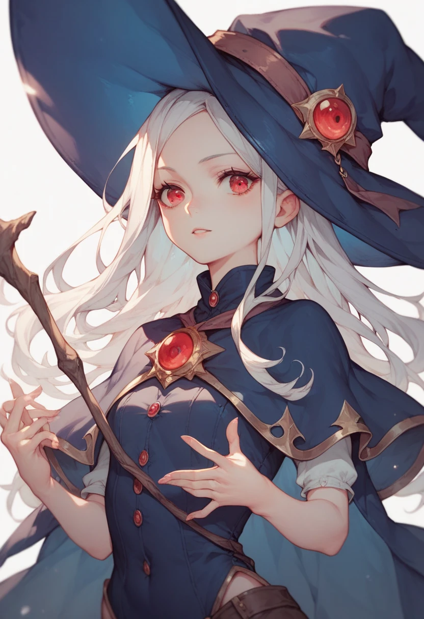 uma garota loira de olhos azuis, olhando para frente, serious face. She wears a hat with a star and is wearing a cape emblazoned with the United States flag