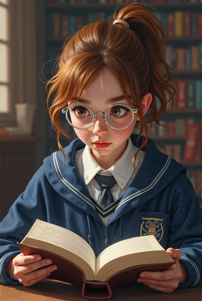 Create an image of a real life nerd girl, like really really nerdy, the nerder the better,