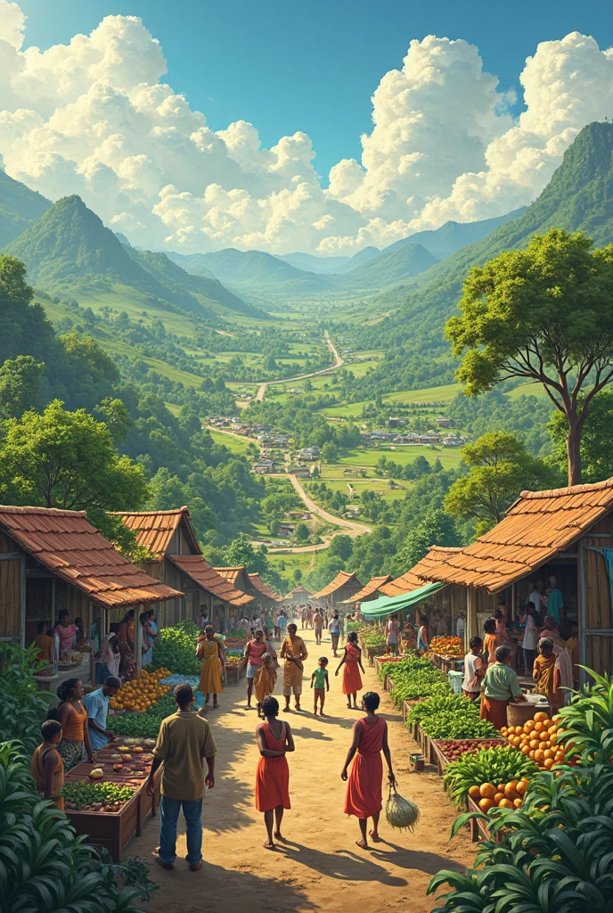  panting Indian village 