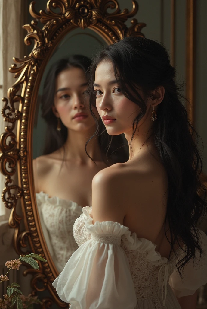 VG04_SoloTI_v1,
(In a flowing ivory gown with intricate lace details, paired with vintage pearl earrings, for a timeless and elegant look), (Amidst a grand museum exhibit, surrounded by ancient artifacts juxtaposed against modern art installations, an aura of grace and poise transcends time:1.3), (seductive:1.3),(analog, cinematic, film grain, hazy atmosphere, cinematic shot:1.3),
<lora:add_detail:0.6>,<lora:LowRa:0>