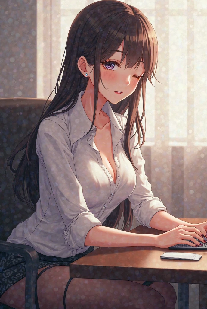 sam yang, 1girll, back, exposed bare shoulders, 黑The eye, dark circles, brown hair, 耳Nipple Ring, jewely, cparted lips, long whitr hair, looking at viewert, back to look back, choker necklace, cropped shoulders, Lips half open, sportrait, daysies, depth of fields, 独奏, ((tmasterpiece))((You may be a one-man world,But you can also be a one-man world,paradox,adrian ghenie,jenny saville,edward hopper,(RAW photos,best qualtiy)(A girl with a literary touch:1.2)(photorealestic,photograph realistic:1.3),Extremely Delicately Beautiful,Amazing,Fine details, tmasterpiece,Hyper-detailing,A high resolution,Most Best Illustration,复杂,depth of fields,1girll,(long leges:1.4),long whitr hair,messy hair,Girl with thick fat chunky physique,((gentlesoftlighting:1.4))),(paleskin:1.4),(smile shy),(Movie Angle),tack sharp focus,volume fog,8K UHD,digital SLR camera,high qulity,(filmgrain:1.4),富士XT3,(looking at viewert)
