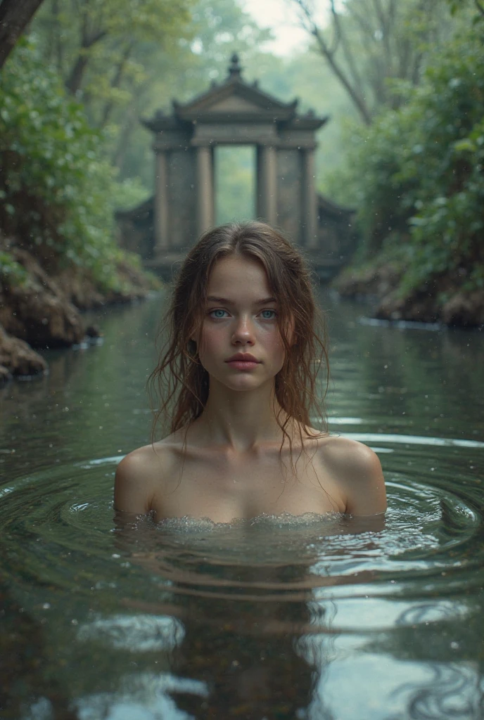 (((Emma Watson))), ((Emma Watson badet nackt in einem See im Wald)), ((tall slender woman), ((she has small round breasts)), (kleiner Kopf), ((detailliertes Gesicht)), (fotorealistisch), (Raytracing), (scharfer Fokus), ((natural realistic skin texture))