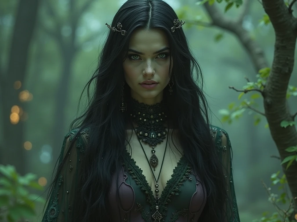 michelle trachtenberg with long black hair, with large piercing green haunted eyes, in black lingerie, wearing a cape, detailed seductive alluring, in a castle bedroom, boudoir photography, best quality masterpiece, photorealistic, detailed, 8k, HDR, shallow depth of field, broad light, high contrast, backlighting, bloom, light sparkles, chromatic aberration, sharp focus, RAW color photo, 50mm lens<lora:epiNoiseoffset_v2Pynoise:1>