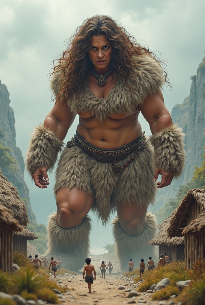Historical, primitive, Neanderthal man,(half gorilla mix :0.3), heavyset, tall, very muscular, hairy body, dark stubble, thick arms, thick legs, rounded pecs, big arms, veiny arms, dumb looking face, shirtless,(wearing loincloth), dark brown skin, hdr, photorealistic