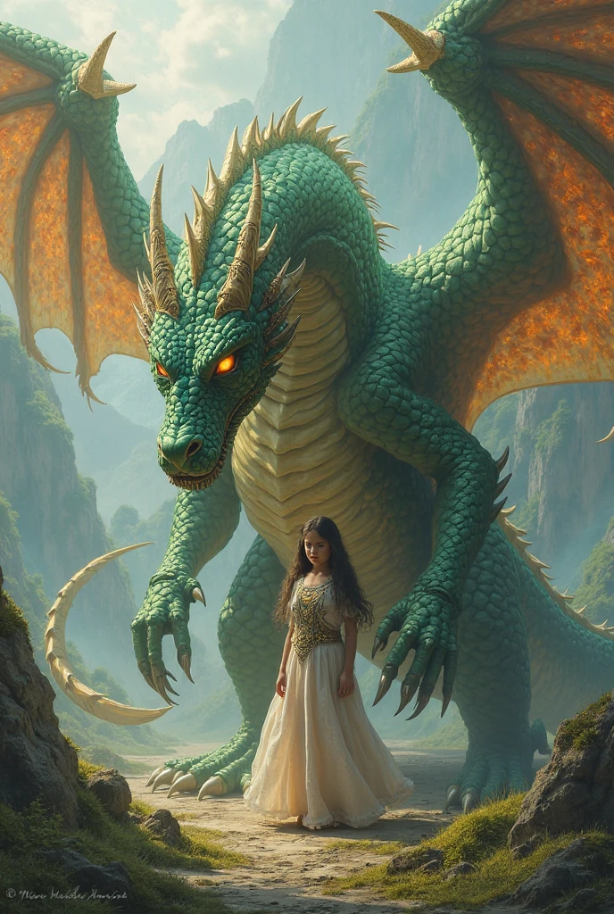 Une belle femme nue ce fait avaler entièrement et vivante par un beau dragon jusqu'à ce qu'elle soit dans son estomac.