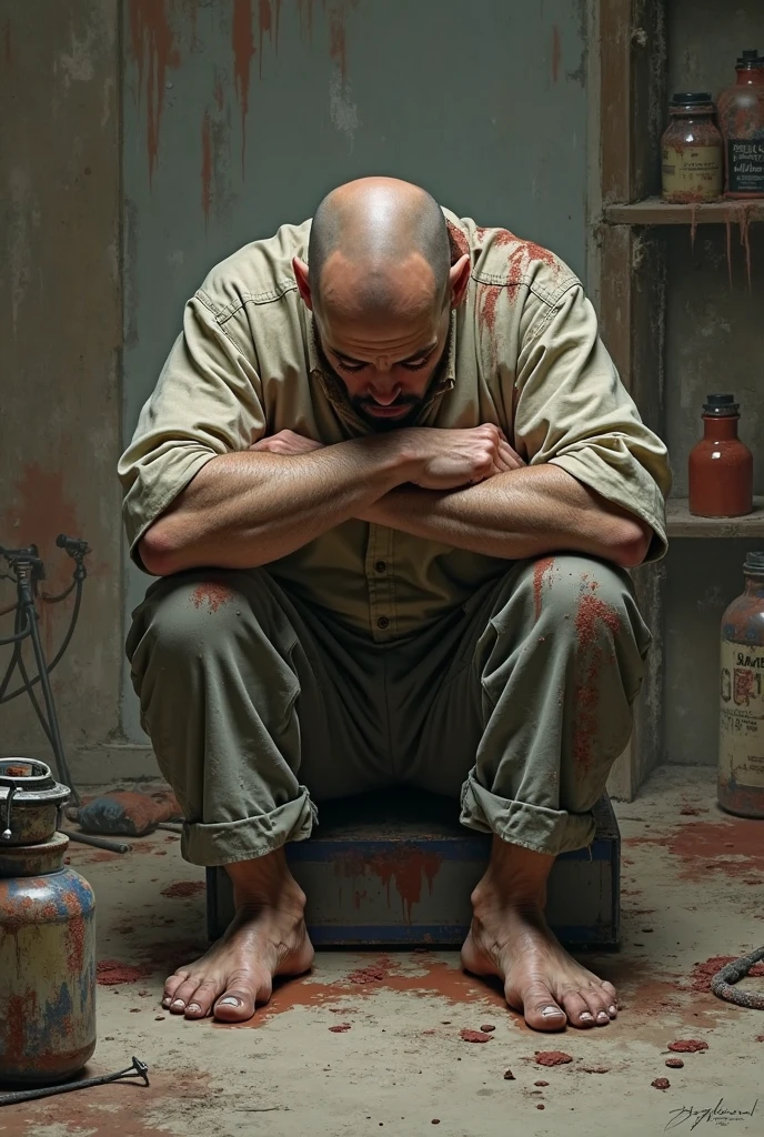 A handsome，Orc with abs tied to the sofa，Shoes taken off，Revealing two big bare feet，Both feet are locked in the foot，Feet raised，Soles facing forward，Five toes tied with rope in foot，His hands were tied tightly to one end of the sofa.，His upper body was stripped，Wearing only a pair of trousers，Being tickled by a man in a cap，His armpits were constantly tickled by feathers.，The soles of his feet were being scratched by two brushes.，The toes are also tickled by the feathers growing from the toes.。The abdomen is scratched with a brush，And he laughed，Struggling hysterically，Swinging his two feet，I want to escape from this nightmare.，But can only endure the punishment of being tickled。*（Have an expression of laughing like being tickled，Keep your feet elevated，The soles of your feet should face the screen）
