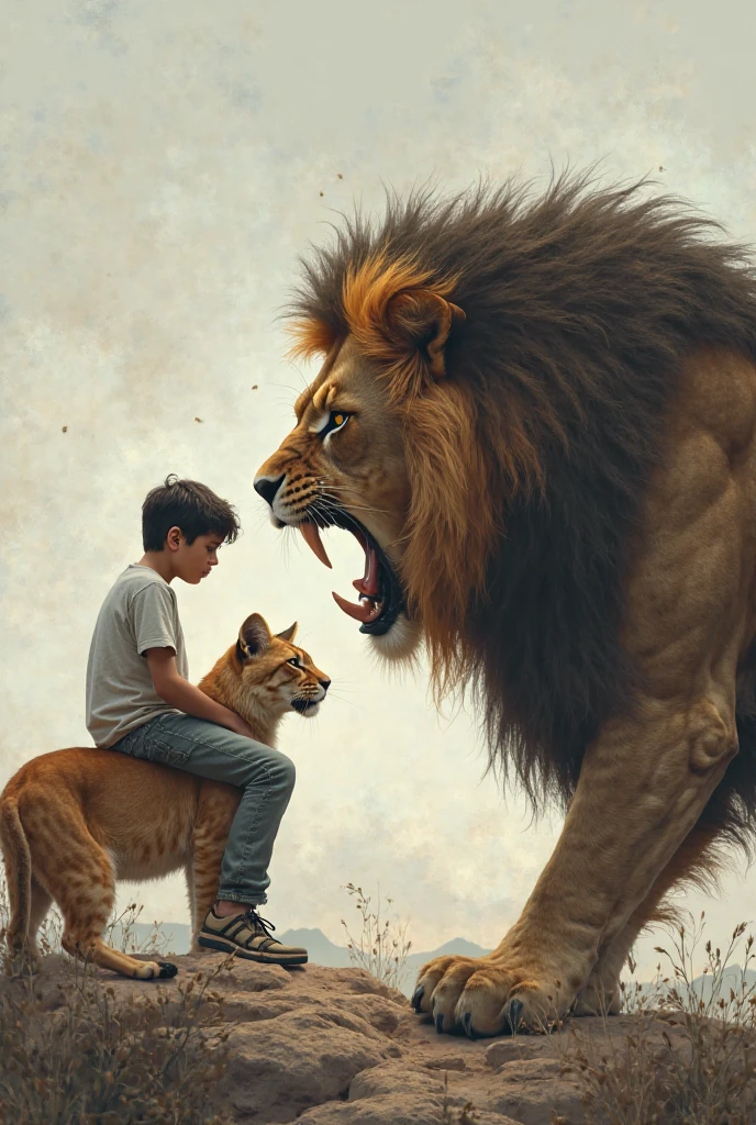 A boy who see a lion