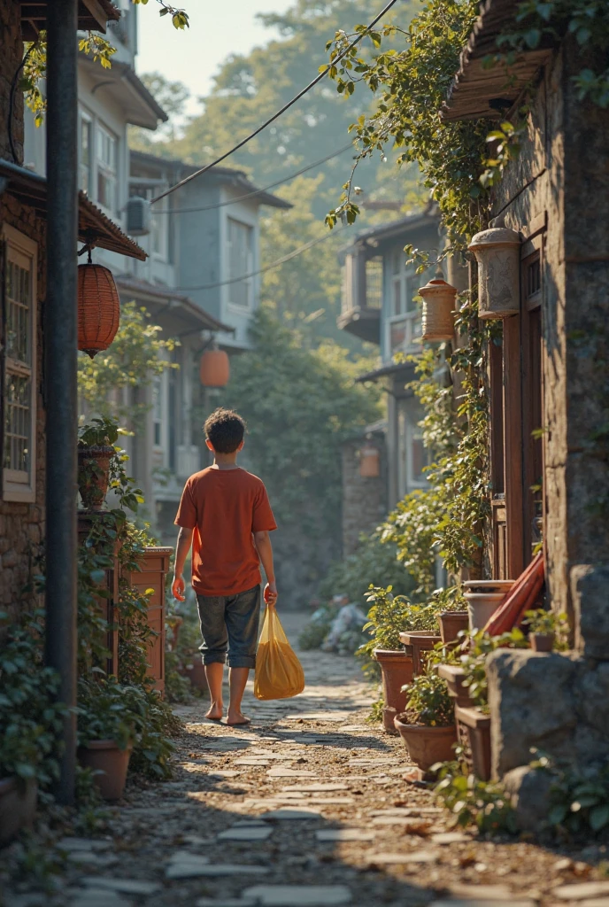 "(Enchanting and picturesque old town of Hoi An) +(charming lanterns illuminating the streets) +(adorable and playful little boy)"