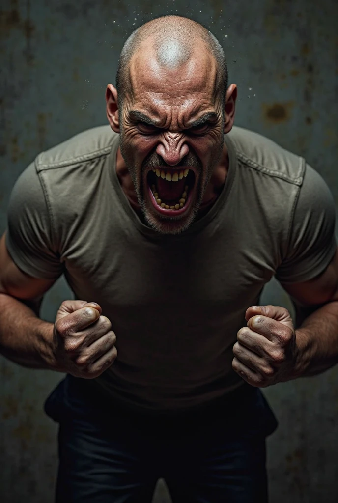 Man with fear and panic full body