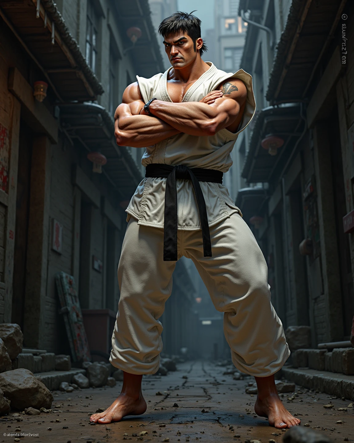 Street fighter hero Ryu is a realistic image.