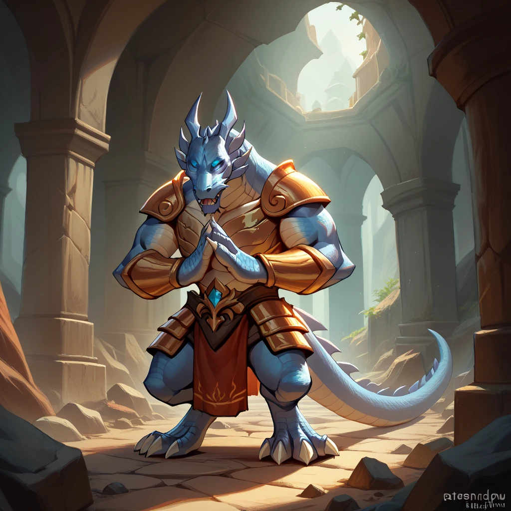 Masterpiece, official art, furry, male, anthropomorphic Platinum Dragon, delicate face, delicate eyes, azure eyes, white loincloth, kerosene lamp, red vertical on forehead, spear in hand: 1.2, depth of field, perfect lighting, light particles, (best quality), (masterpiece), (hyperdetail), sharp focus, light particles