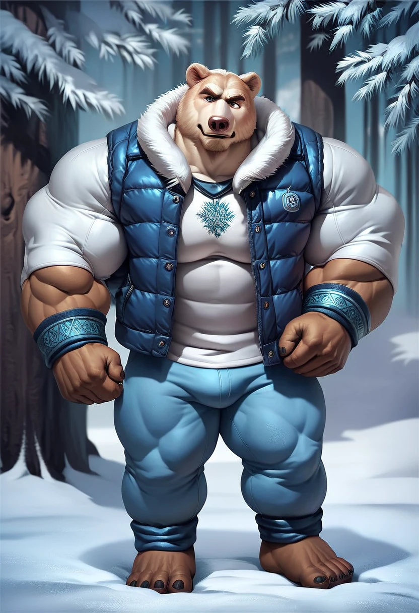 (((Barefoot furry character, full body, furry male.)))
Ice bear boy sleepwalking on night street, hypnotised brawny boy wears blue pajama (long pants), wears black socks on feet with green spiral on soles.
BREAK, detailed background, 8K, (masterpiece:1.5), intricate details, highly detailed, extreme detail, octane render, anime, fine art, best quality, highres, (detailed face:1.5), ((full_body)), UHD, (((perfect hands))), low ligth:1.2