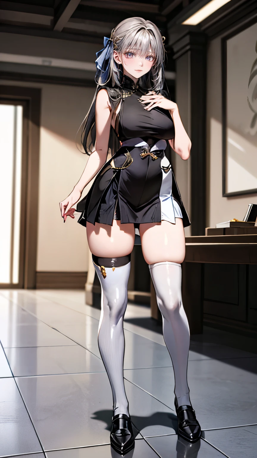 (((masterpiece))),(((High resolution)))、(((8K quality)))、(((perfect face)))、(((Korean idol))), ((sleeveless)), (((mini pencil skirt))), look at the camera, ((top quality eyes)), detailed face, (detailed texture), look at the camera, big tits