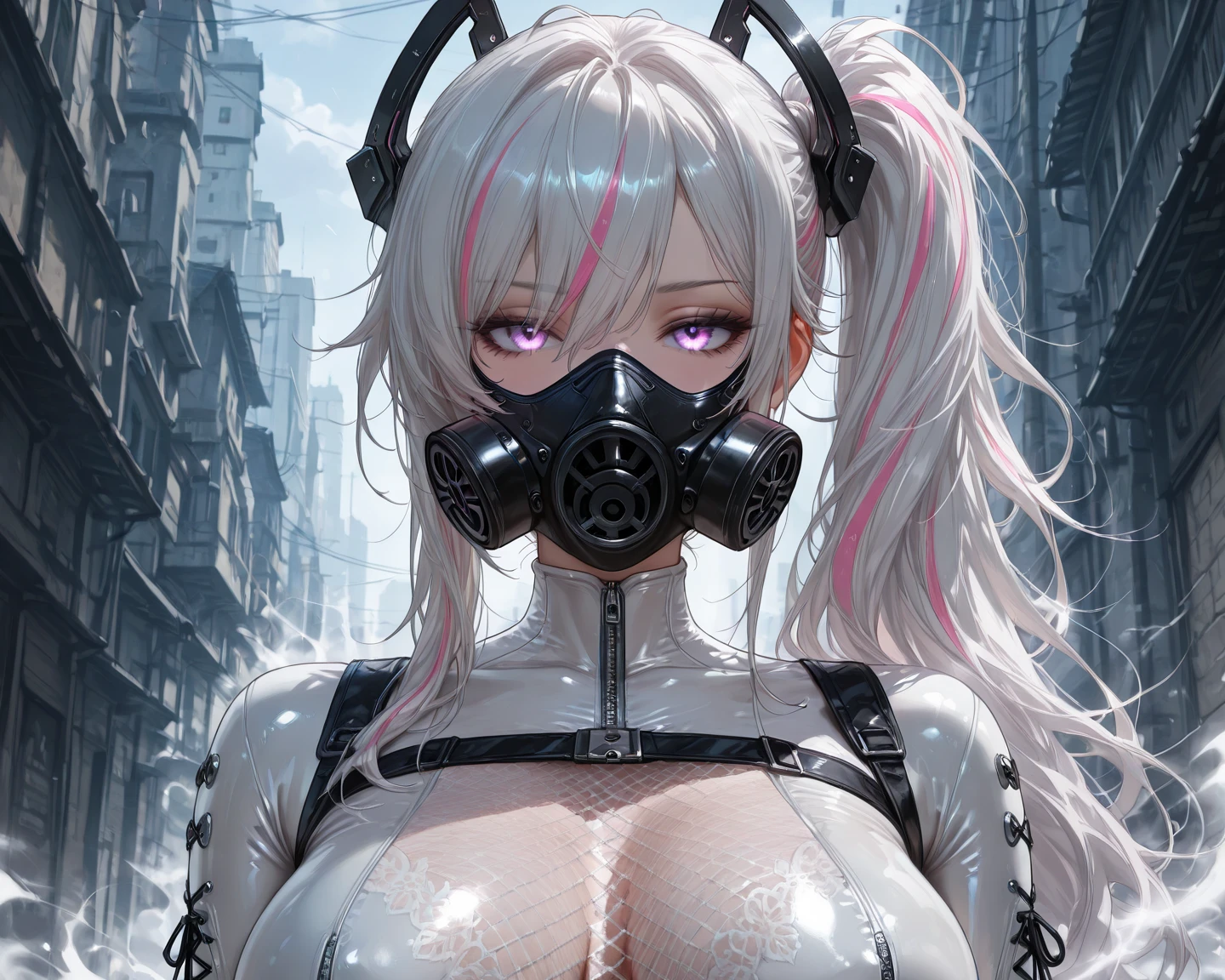 (((masterpiece, Highest quality))),(((alone:1.2))),(((One girl:1.2))),32K Wallpapers, Very detailed,(((((portfolio))))),(((((close))))),(((((breast enhancement))))),((((More Angles)))),(((highlight))),((((Heterochromia iridis)))),(((completion. Detailed face))),((((Very talented)))),(((((The most complicated bondage machine:1.4))))),(((Full-face helmet bondage that completely covers the head and face)))(((Mechanic Girl))),((Overall colorful)),(((((Huge breasts,BDSM,nsfw