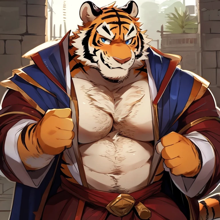 solo, (soft shading), (detailed face), (detailed eyes),(bedroom), (full body),muscular,bara,(arms crossed), looking at viewer, blush, stern face,nj5furry, <lora:lin-huV2-06:1>
