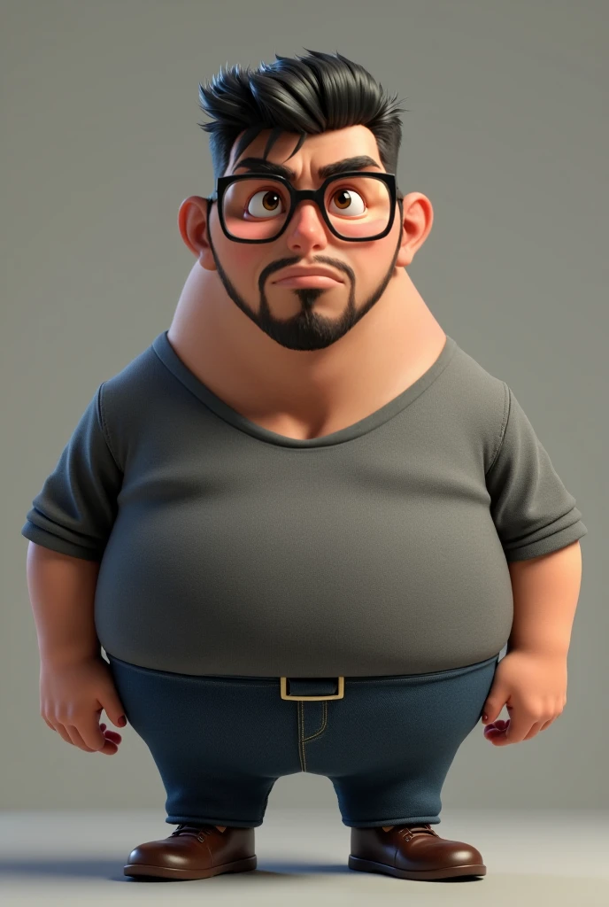 Cartoon character of a middle-aged black man with short hair pinned behind, wearing black glasses. Stylized character, animation style rendering, 3D stylized, Arnold Maya render, 3D stylized render, toon render Keyshot, 3D character, 3D stylized rendering, cartoon character, character close-up, character pose, Pixar style, high quality, cinematic lighting, sharp focus, detailed texture, detailed skin, clay, bokeh, 8K. The man should have the following characteristics: Middle-aged man with a large, slightly overweight build, hands casually relaxed. His skin tone is dark brown with a warm undertone. He has two prominent vertical wrinkles between his eyebrows. His beard has white hairs on the chin while the rest of the beard is black and gray. His hair is shaved on the sides and short on top, styled to the side. He wears modern black glasses. His eyebrows are thick and well-defined, and his eyes are brown, conveying warmth and friendliness. The man is dressed in an oversized black t-shirt and dark gray pants without a belt. Incorporate the following ancestry characteristics: 43% European (17% Iberian and 17% Western European, including Germany, France, and the Netherlands), 4% Sephardic Jewish, 3% Fennoscandian, less than 2% Balkan and Lapland and Volga-Ural, 41% from the Americas, 9% from the Middle East and Maghreb, and 7% from Africa.
Seed
2701275594