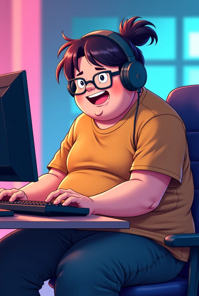 ugly fat male, darkness, laptop, games, obsessed, game overload, game over, life sucks