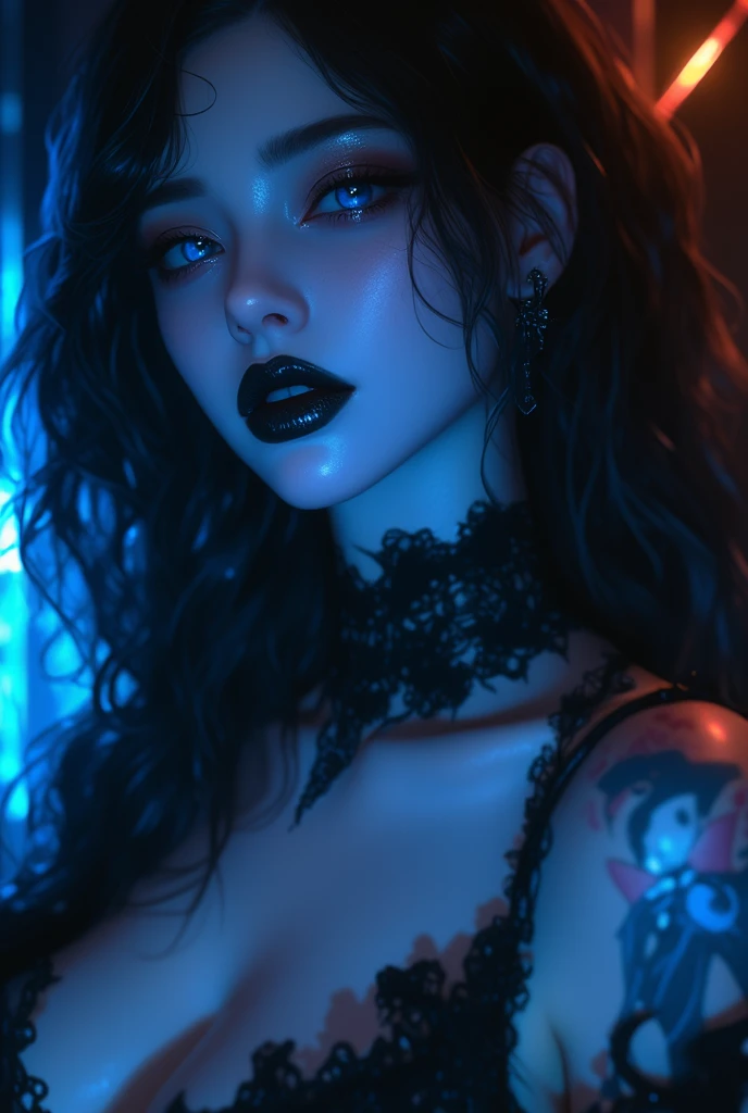 (best quality, hyperdetailed photography:1.2), beautiful Indian lady, ((dark black lipstick)), freckles, gothic makeup, soft light, curvy figure, head and breast portrait, cover, (detailed beautiful face, detail skin texture, ultra-detailed body:1.1) sexy vampire women, closeup