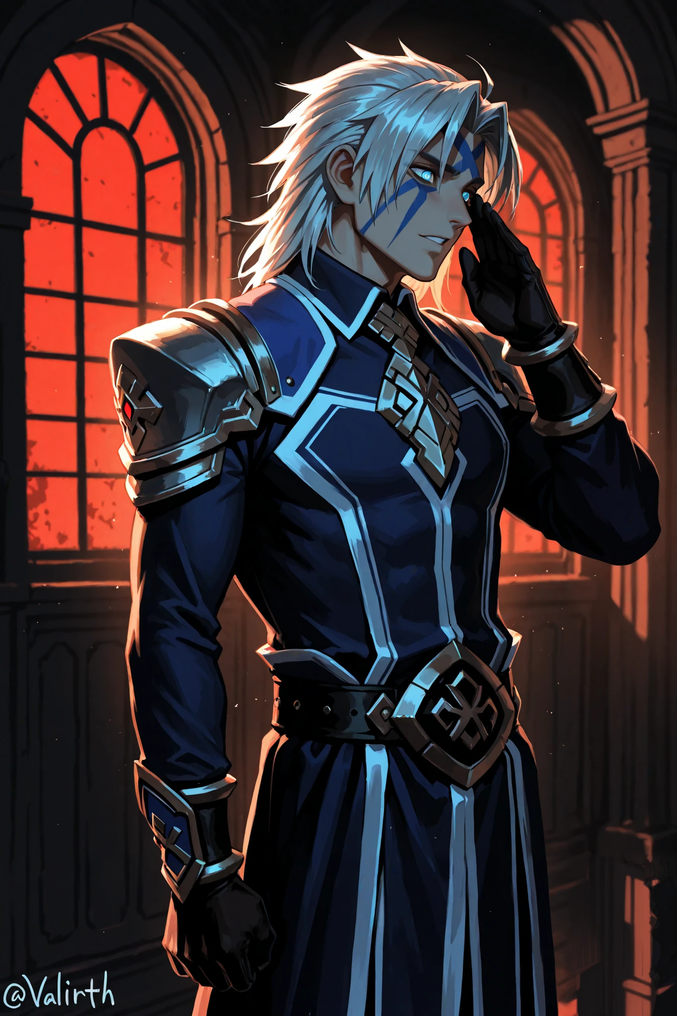 Solo, Male, Valrith Kaine The enigmatic and unchallenged Ruler of Phantom Tyrants, Valrith Kaine is a man whose presence alone can silence a room. He was the first to survive an Infernal Core Binding, and some say he is no longer human. His eyes flicker with an unnatural glow, and those who meet his gaze swear they hear a voice—not his, but something ancient, whispering from the abyss.