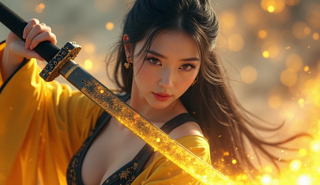 (1 Mechanical Girl)、top-quality、masterpiece、超A high resolution、(Wearing a crown made of jewels),(Photorealsitic:1.4)、Raw photo、女の子1人、Golden hair、glowy skin、(((1 Mechanical Girl)))、(Realistic dragon background)、(Fight big dragons)、With a beautiful knife、(Metal bodysuit)、(beautiful forest background)、Precipitous cliffs、(Small LED)、((super realistic details))、portlate、globalillumination、Shadow、octan render、(One-Eyed Scouter)、8K、ultrasharp、Colossal tits、Raw skin is exposed in cleavage、metals、Details of complex ornaments、Japan details、highly intricate detail、Realistic light、CGSoation Trends、Red Eyes、radiant eyes、Facing the camera、neon details、(Mechanical limbs)、(blood vessels connected to tubes)、Mechanical vertebrae attached to the back、mechanical cervical attaching to neck、(Wires and cables connecting to the head)、Gundam、Small LED、,Mechanical thighs、Toostock、(Hands are also made of machines)、