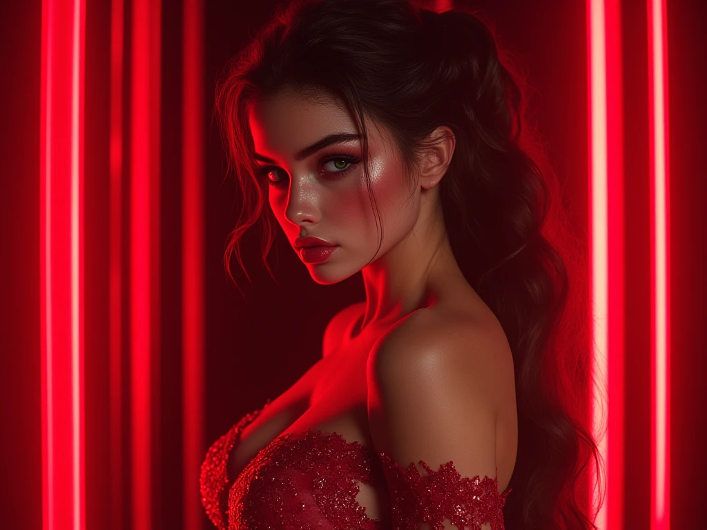 (Best quality, ultra detailed, photorealistic: 1.39), Bright and rich colors, studio lighting, romantic expression, Just a bimbo girl., sexy,красивая sexy массивная грудь гиганского размера:1.8, detailed skin, perfect lips, Plump lips, Red lips