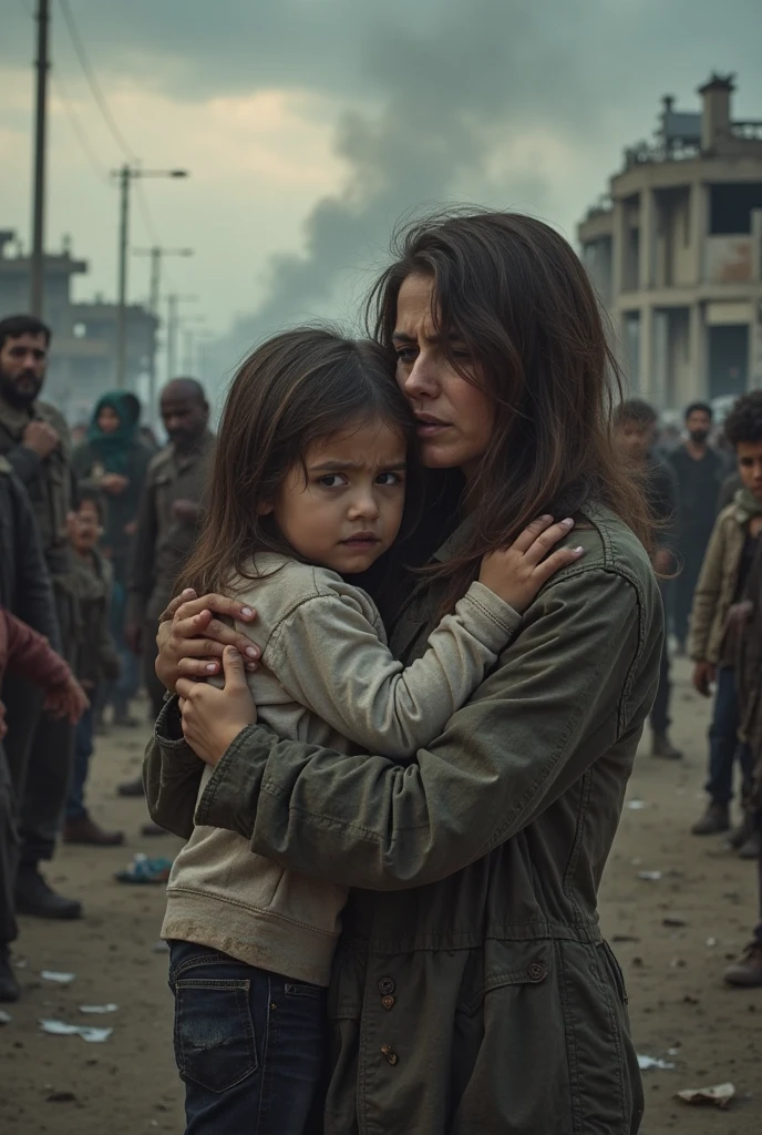 Everyone is running with carrying a baby and blood is dripping from their hands