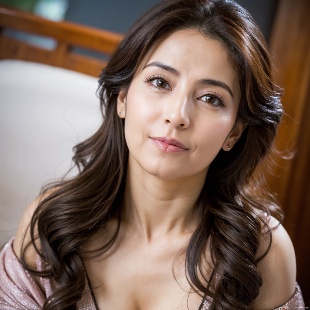 Beautiful mature woman with wavy long hair, Sexy Mature, Open-chested clothing, Ultra-high resolution,(Realistic:1.4), ((Highest quality)), ((masterpiece)), (be familiar with),