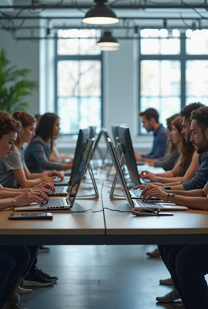 People sitting and writing code