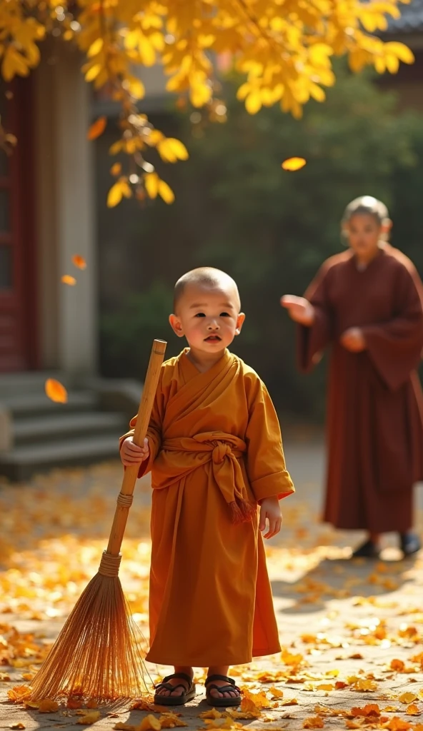 Close-up of a person wearing a robe holding a small object, monk clothes, wearing brown robe, Buddhism徒 monk, monk, portrait of monk, 2 1 st century monk, Buddhism徒, Wearing a simple robe, ancient japanese monk, Calm expression, Buddhism, calm smile, monk meditate, Calm expression, Wearing flowing robes, little boy wearing nun costume, Child, happy child