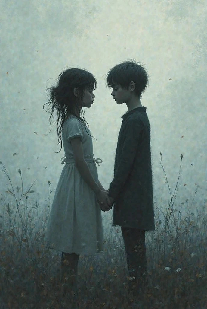 "A boy kneels on the ground, tears streaming down his face as he reaches out to a girl walking away from him. The girl, appearing indifferent or detached, continues to walk away, leaving the boy in a state of despair and "A boy kneels on the ground, tears streaming down his face as he reaches out to a girl walking away from him. The girl, appearing indifferent or detached, continues to walk away, leaving the boy in a state of despair and longing."