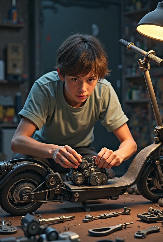 Cartoon boy holding a machine and scissors