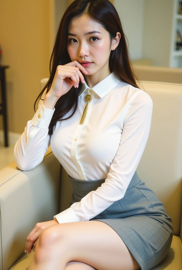 ((of the highest quality, 8K, masutepiece: 1.3, Raw photo)), Sharp Focus: 1.2, (1 AESPA Girl :1.1), (Solo: 1.1), (Realistic, Photorealistic: 1.37), (Face Focus: 1.1), Cute face, hyperdetailed face, (short messy hair: 1.2), (updo: 1.3), small breasts, flat chest, (thigh: 1.2), Beautiful flight attendant at airport, Super beautiful, perfect bodies, Meticulous beautiful flight attendant outfit,