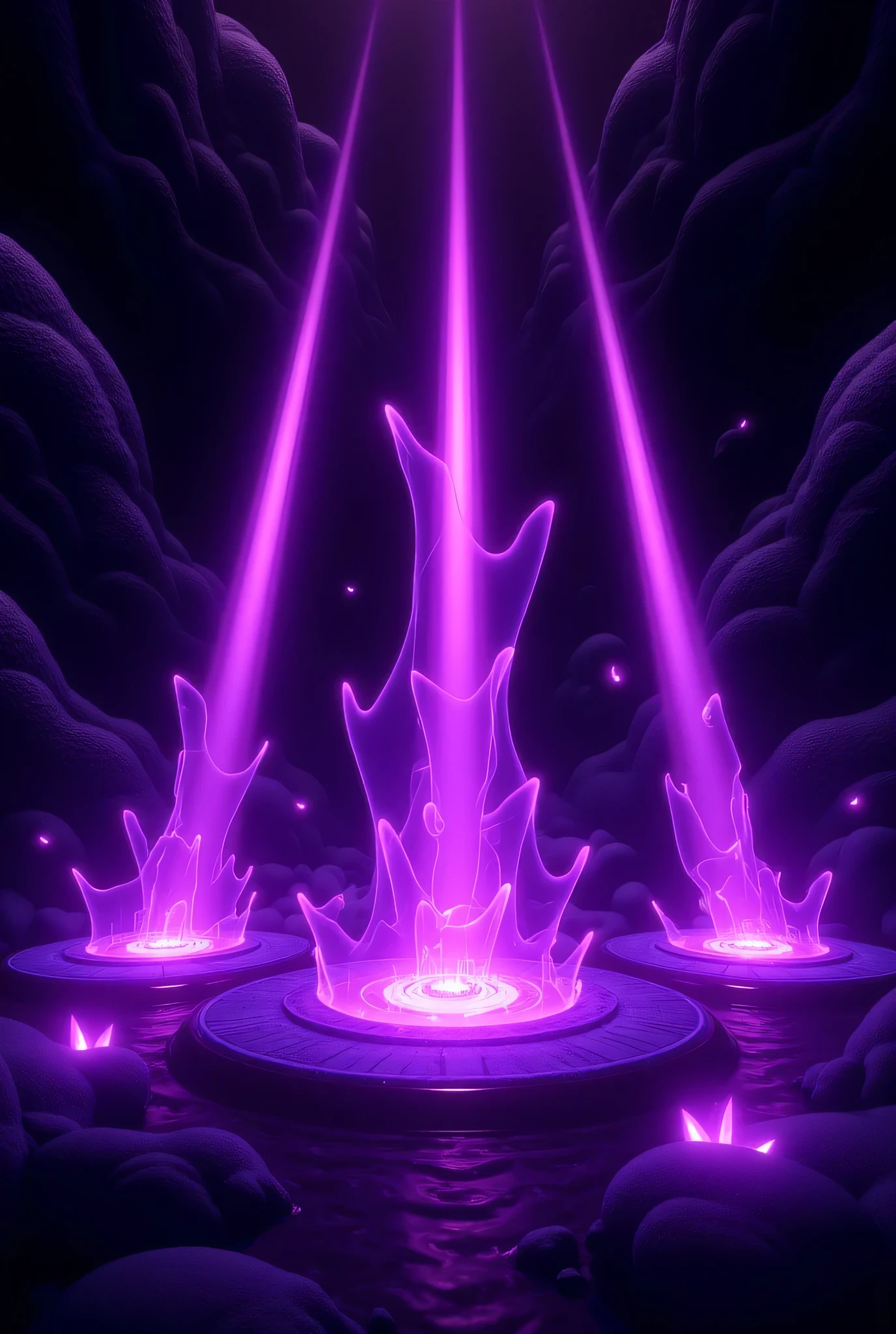 PURPLE RAYS ON ANIMATED BLACK BACKGROUND 