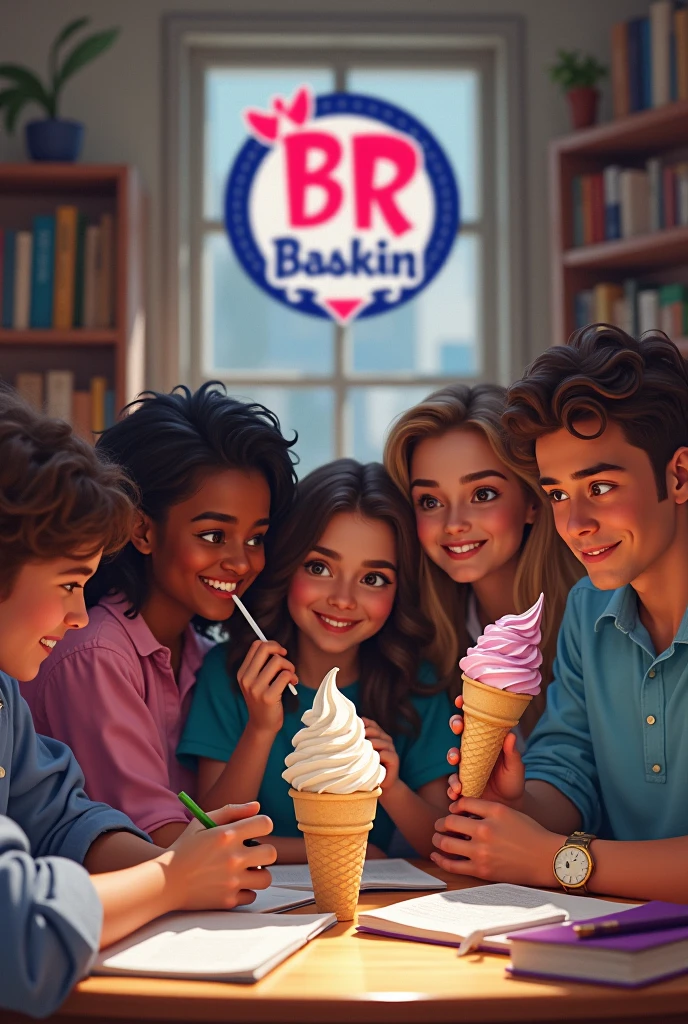 "Back to School" offer at Baskin Robbins Pakistan. The campaign should target school-aged children and their parents, highlighting Baskin Robbins as the perfect after-school treat The design should capture the excitement of going back to school, combining educational elements with Baskin Robbins' fun and vibrant brand identity.