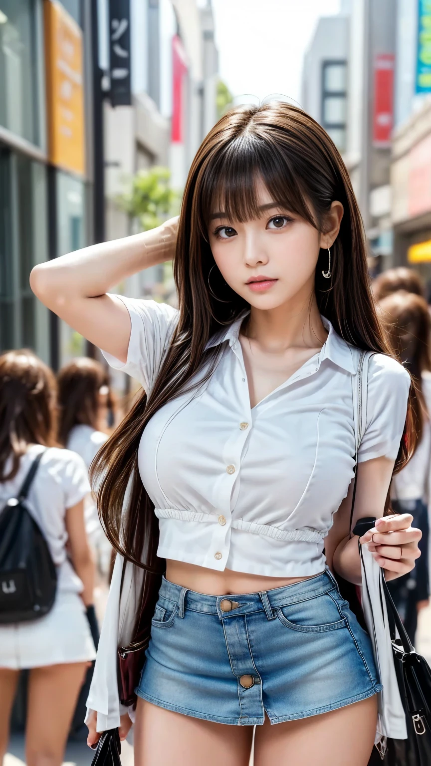 A girl in a short skirt with big breasts, A glimpse of the shock, Good-looking, No powder applied, But she looked bright, I couldn't help but look around her, I saw that her daughter was tall,A pair of round breasts bulged the pink skinny T-shirt,The waist is thin,Fully developed buttocks appear fuller,