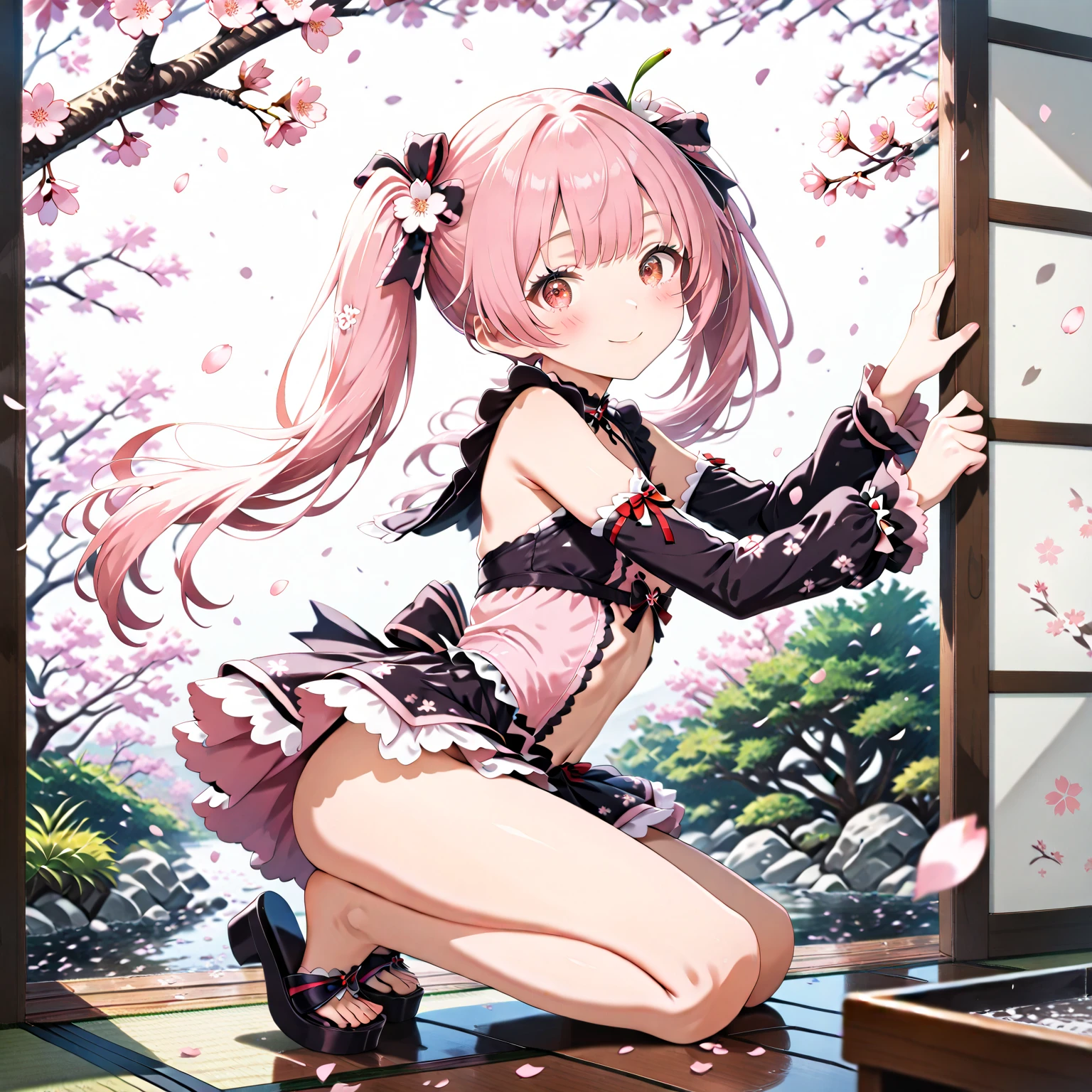 Pink Hair,Pink Eyes,Cat ears,girl,Girl,Small breasts,Long Hair,Twin tails,ta,Small breasts,Bright smile,Looks like 13 yan Musume,short,目のhighlight,Sexy thighs,Attractive thighs,Please show me your armpits,Exposing the vagina,Show me your vagina,No underwear,No underwear,Your eyes are so beautiful,highlight,とても美しいhighlight,Chinese clothing,Chinese restaurant,(Completely naked),(Nearly naked)