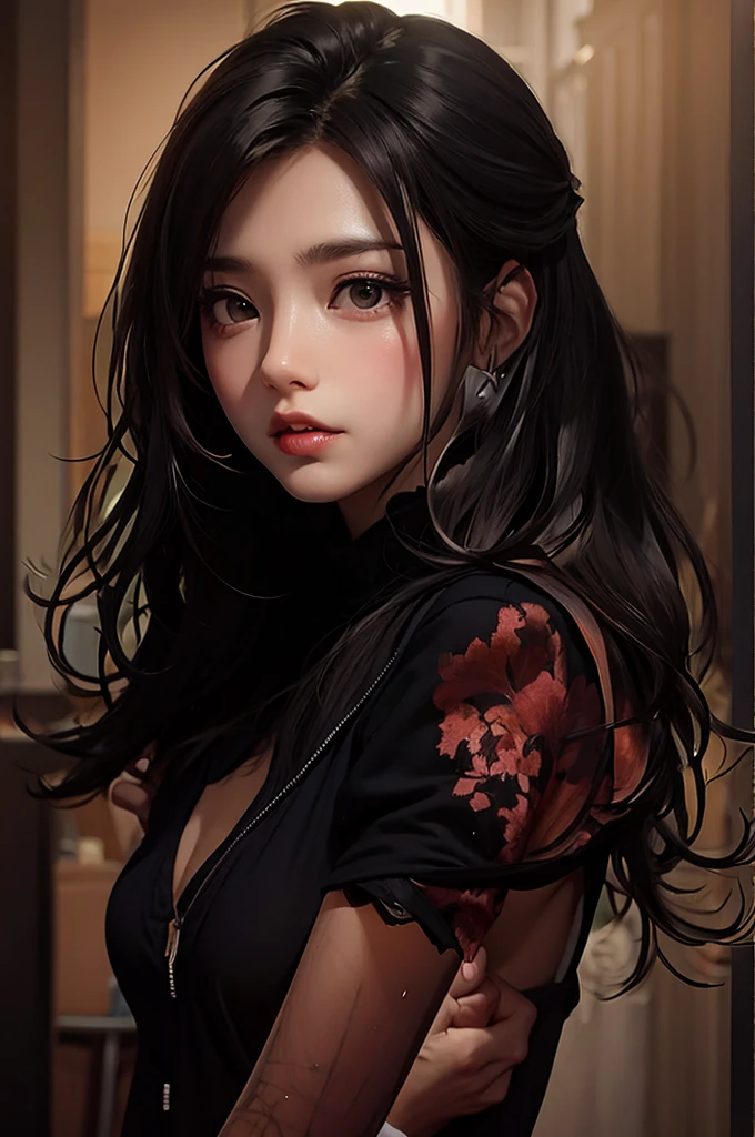 a close up of a woman in a black dress posing for a picture, realistic. cheng yi, ilya kuvshinov with long hair, stunning anime face portrait, inspired by Yanjun Cheng, photorealistic anime, beautiful anime portrait, photorealistic anime girl render, artwork in the style of guweiz, by Yanjun Cheng, hyper realistic anime
