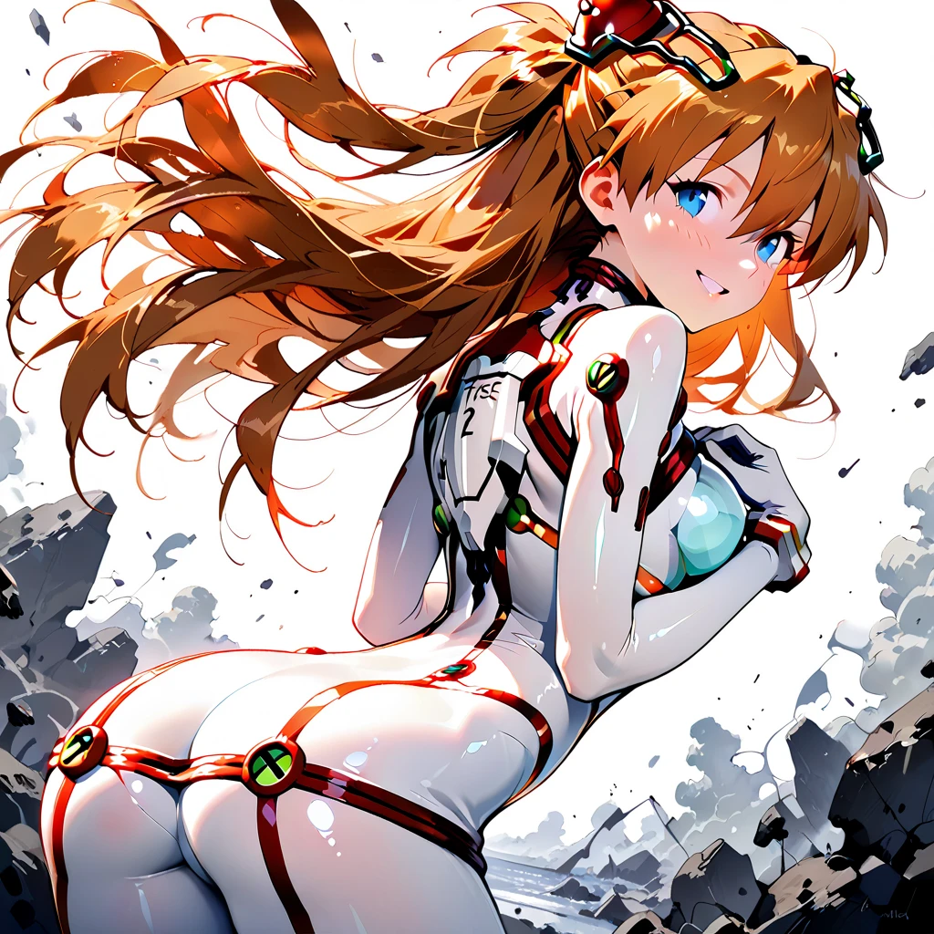Asuka Langley Soryu, from evangelion, ????? showing her huge ass to the viewer.
