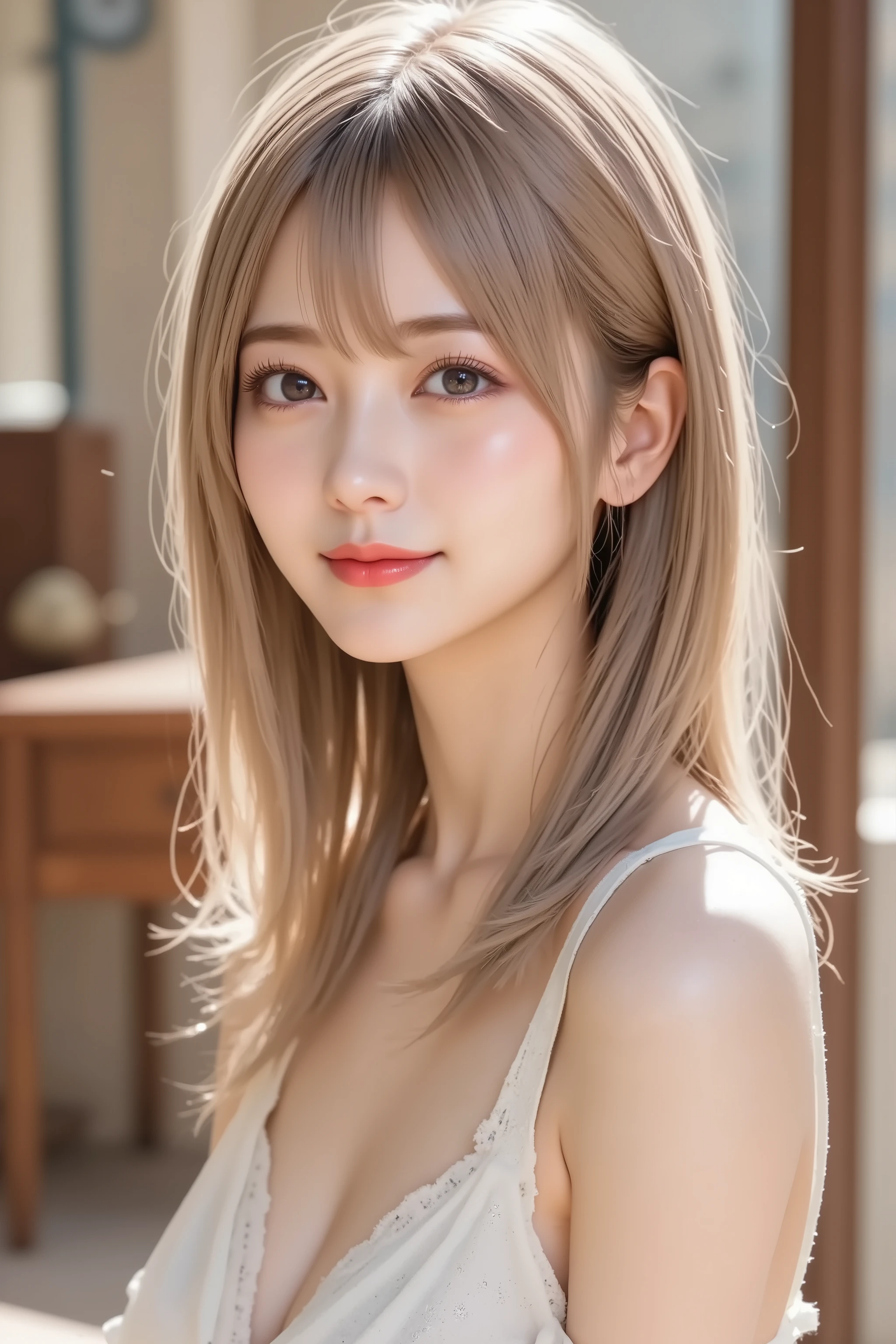 's entire head is fully reflected , The entire face and head are clearly visible, (((( masterpiece, top quality , nothing )))), very detailed 8K , スリムボディの sexyでbeautiful日本の10代の女の子, Super Detail, trend of swallowing sperm and pubic hair , super real , (long hair :1.3) , photos), ( laughing while sitting :1.5), blond with a big face, Small Fly , camera , With a faint smile, (tight big boobs: 1.2), ( beautiful, beautiful顔 , Anatomically Accurate Hand Structure , Anatomically Accurate Finger Structure ,( off-shoulder dress :1.5), Shine, sweat, (sunlight, sunlight from before ),( topless ), to reveal your chest , sexy, blanking, Look up at the sky, (wide々 Royal Gardens :1.3), super real wide大な風景, photos映えするシーナリー , Light on face