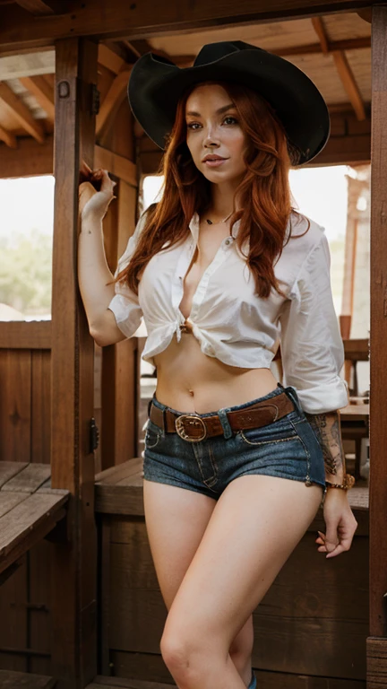Redhair woman in a cowgirl style