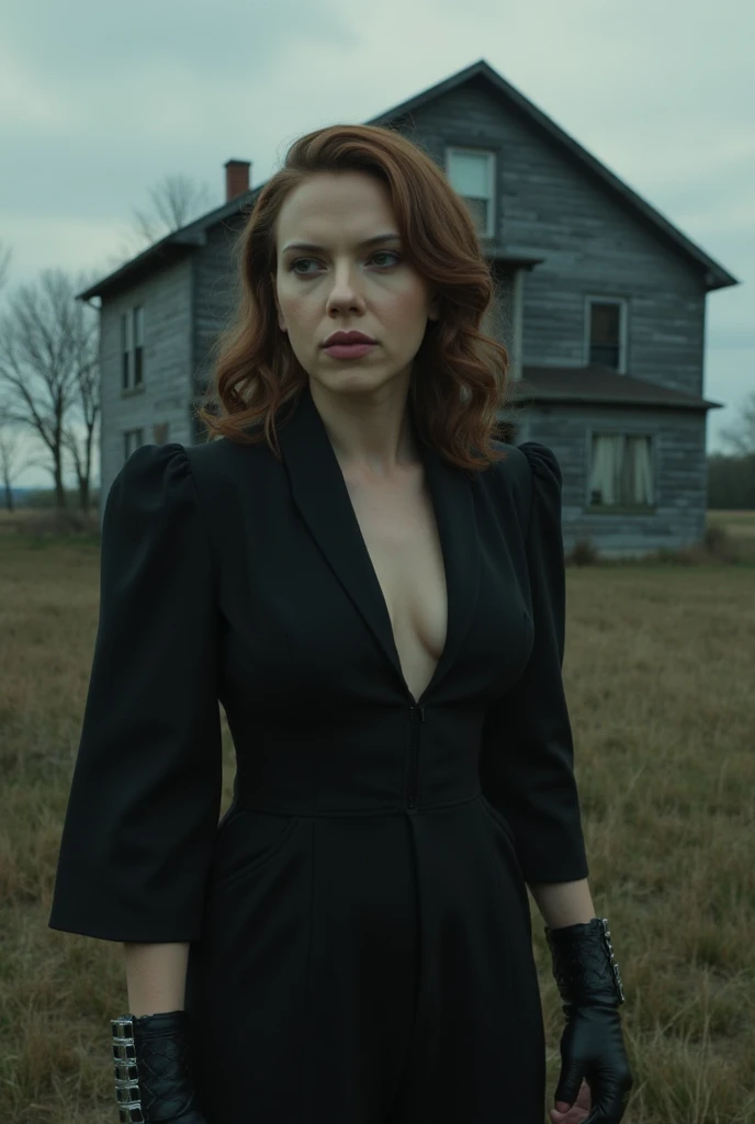 a beautiful pale woman (Beverly Crusher)with deep black hair, blood red lips, and sharp fangs, wearing a slinky black dress with a deeply plunging neckline, emerging from a mysterious fog in a 1950s bedroom, (best quality,4k,8k,highres,masterpiece:1.2),ultra-detailed,(realistic,photorealistic,photo-realistic:1.37),dramatic lighting, moody atmosphere, cinematic, highly detailed, dark fantasy, dark and moody, chiaroscuro lighting, dramatic shadows, hyper realistic, gothic glamour, alluring and seductive
