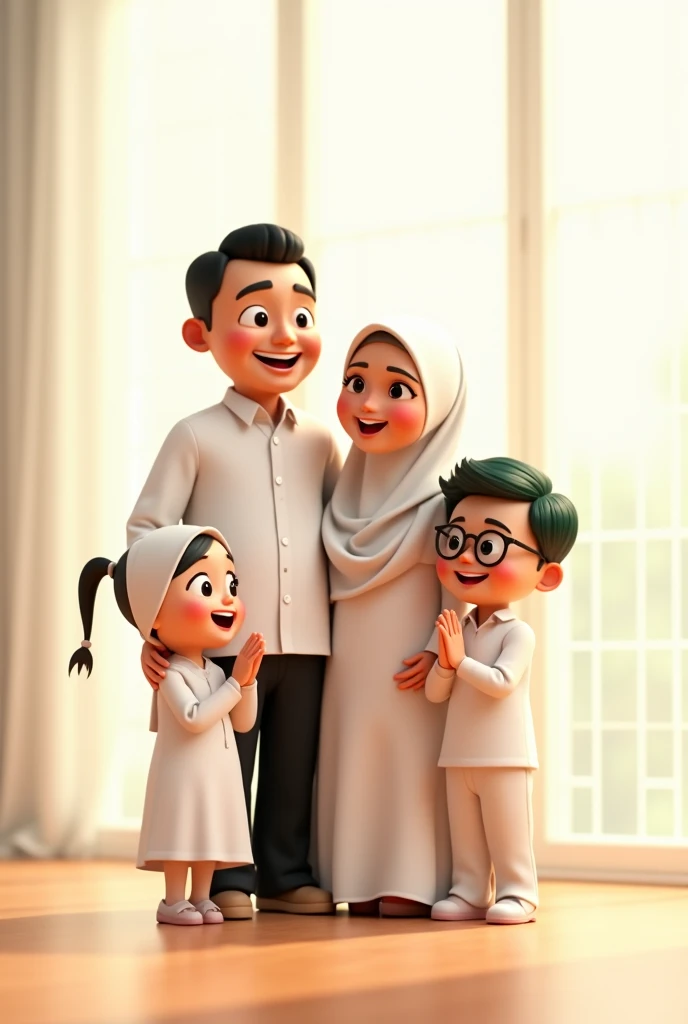 there  a cartoon picture of a boy and a girl, close up potrait, by Abidin Dino, potrait, an indonesian family portrait, 3 d cartoon, close up character, inspired by Basuki Abdullah, 3d portrait, animation character, with a kid, 3 d character, 3d character, child hybrid, 3d characters, realism art