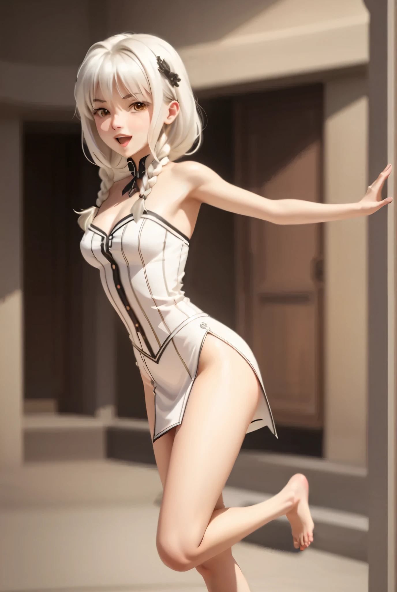 (((masterpiece))), (((best quality))), ((Ultra Detailed)), (Light), (Dynamic Angle), (((Flat Cheted))), 1 ,Around ,so cute,The smile is good-looking,